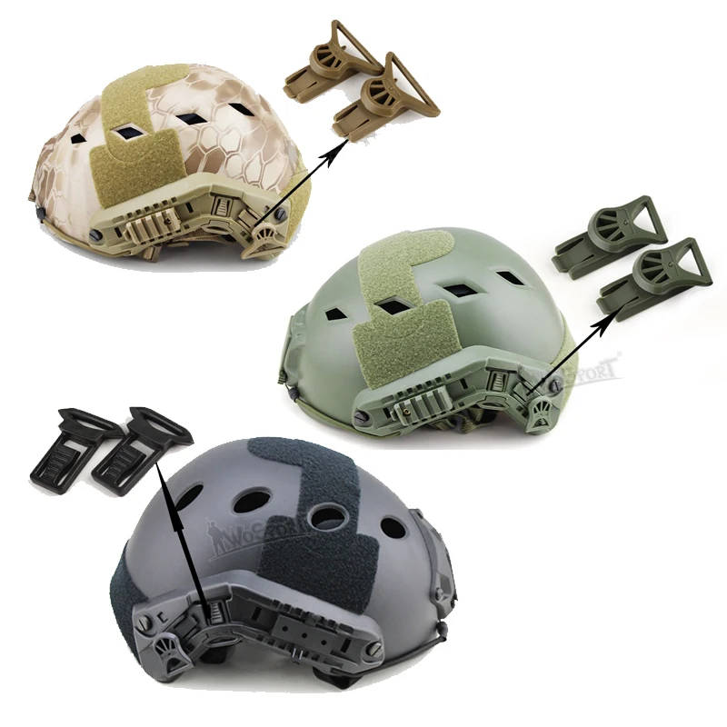 Accesorios tácticos para casco rápido Airsoft CS, Clips giratorios para gafas/adaptador Picatinny/cuerda de nailon para rieles guía/adaptador de montaje NVG - imagen 2