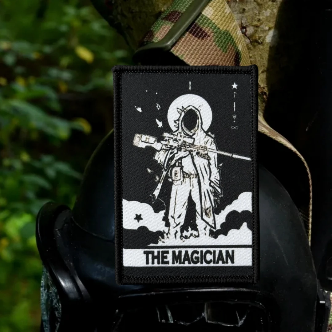 Parche táctico de moral para operador de francotirador, tarjeta de Tarot, insignia de gancho y bucle impresa, brazalete del ejército militar, pegatina decorativa para mochila - imagen 3