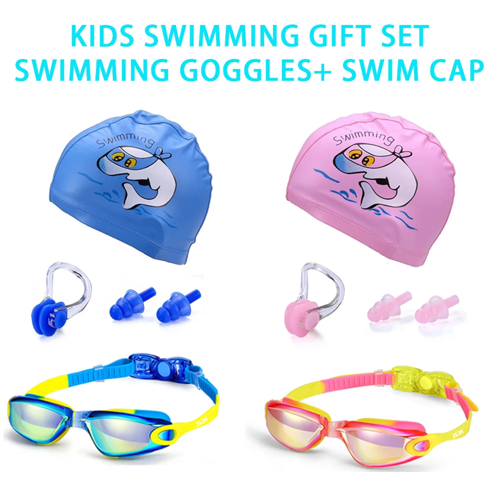 Gafas natación niños silicona UV antiniebla con gorro baño - imagen 4