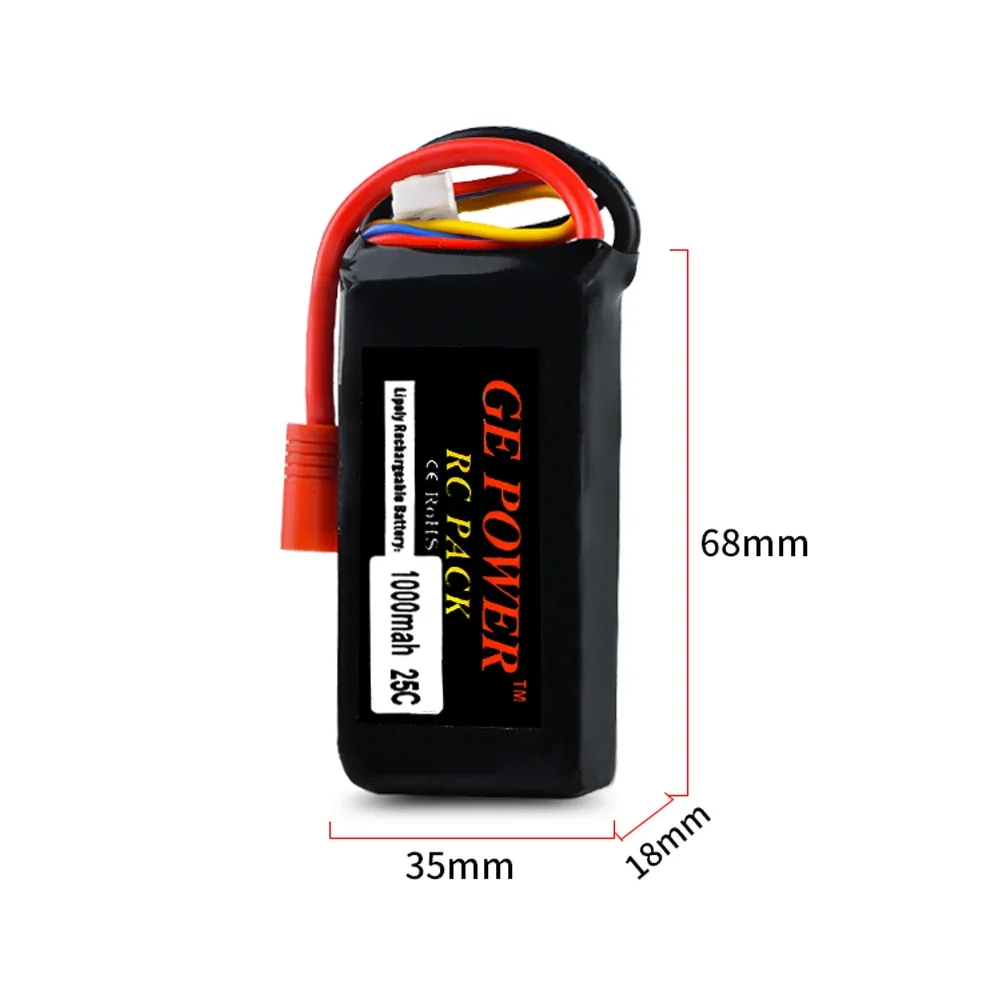 Batería recargable de Lipo 11,1 V, 1000mah, 25C GE Power Rc para Walkera Master CP RC, piezas de repuesto para helicóptero - imagen 4