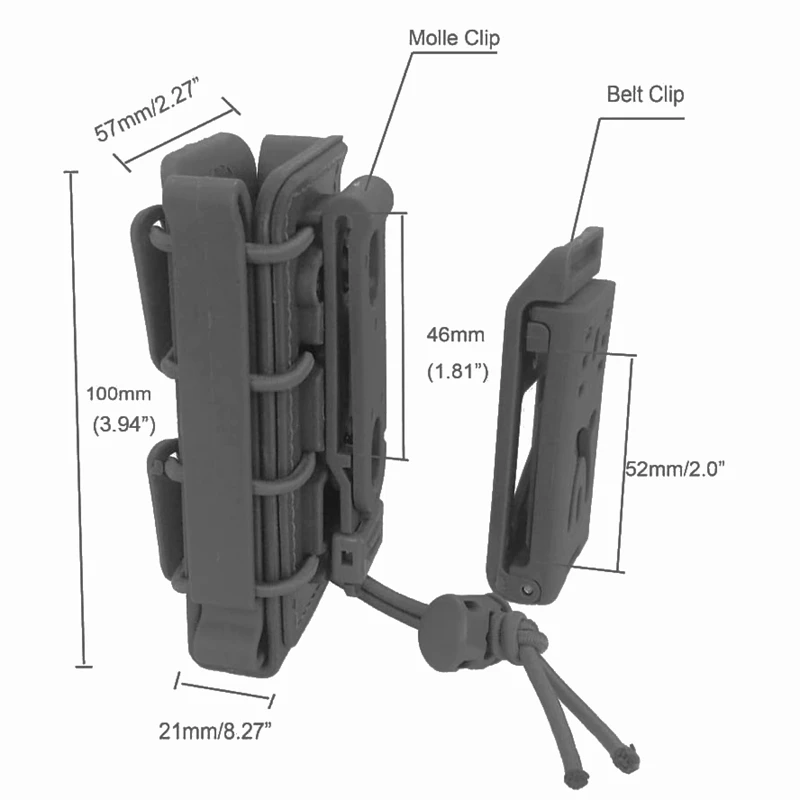 Bolsa táctica Molle para cargador 9mm Glock 17/19 Beretta M9 - imagen 2