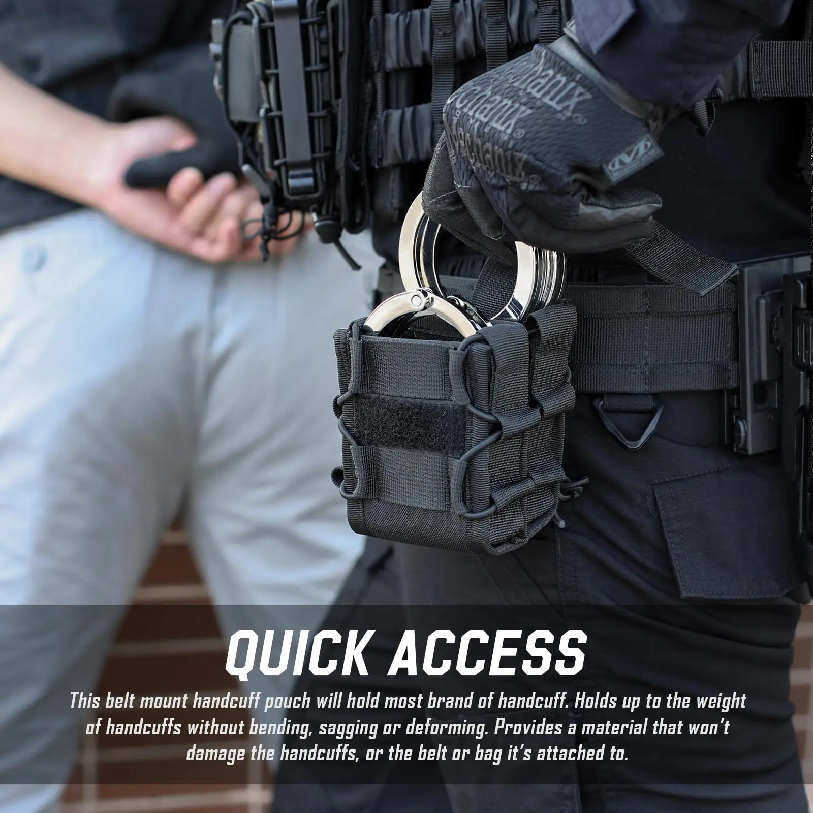 Bolsa para esposas Molle, funda para esposas Molle para chaleco con cinturón de servicio, estanqueidad ajustable para adaptarse a Asp/cadena/bisagras/manzo rígido plegable - imagen 3