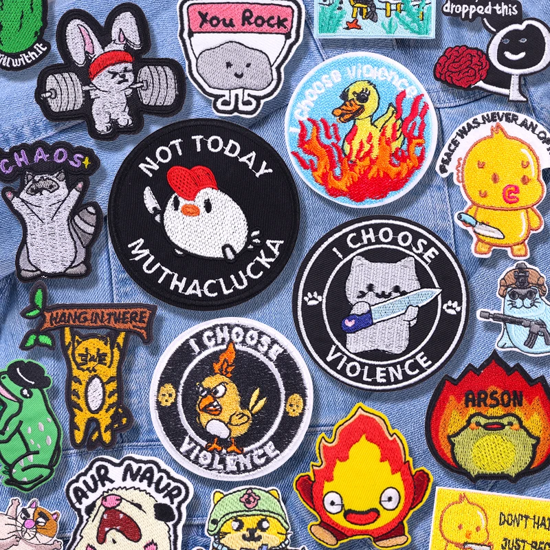 Parches divertidos de pato, sombreros, bolsos, parche bordado para coser, parches DIY de animales de dibujos animados para planchar para ropa, pegatinas bordadas de rana y gato - imagen 2