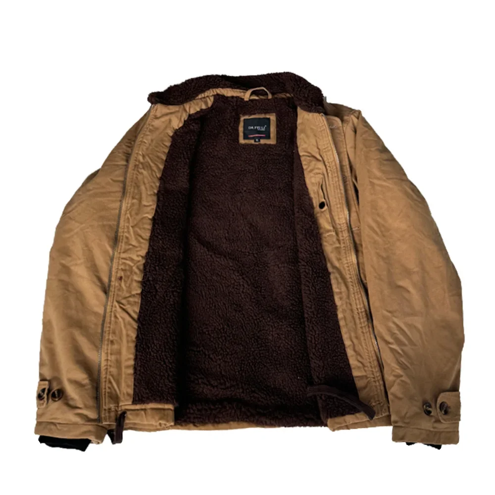 Chaqueta vintage de lana de cordero de otoño/invierno para hombre con terciopelo y traje de vuelo suelto grueso para hombre Chaqueta de algodón - imagen 5