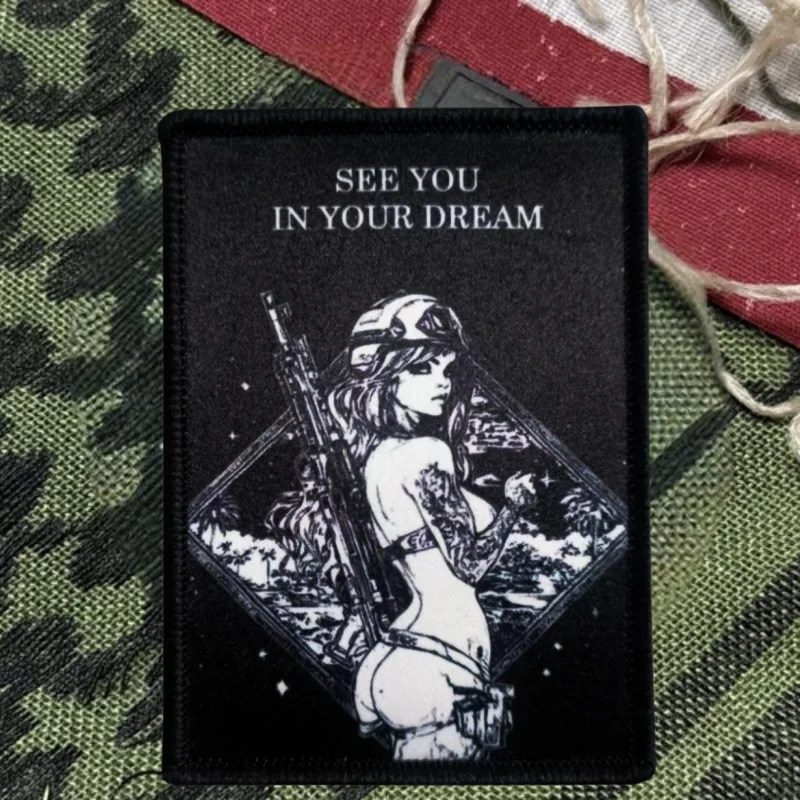 Parche con estampado See You in Your Dream, chaleco táctico, insignia de moral con gancho y bucle, pegatinas decorativas para mochila, parches para brazalete para ropa - imagen 2