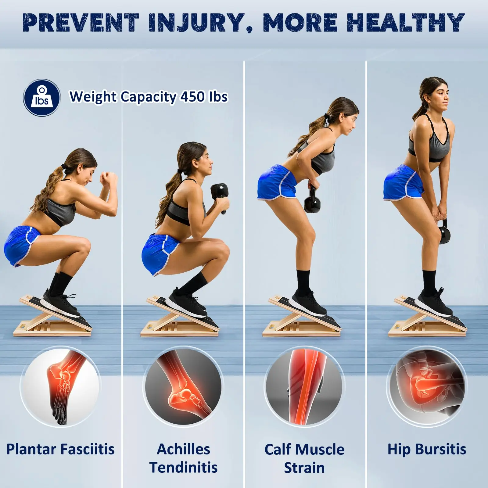 Tablero inclinado de madera portátil para estiramiento de pantorrillas, ensanchador de pantorrillas en cuclillas, equipo de fisioterapia para Pilates, tablero inclinado ajustable - imagen 4