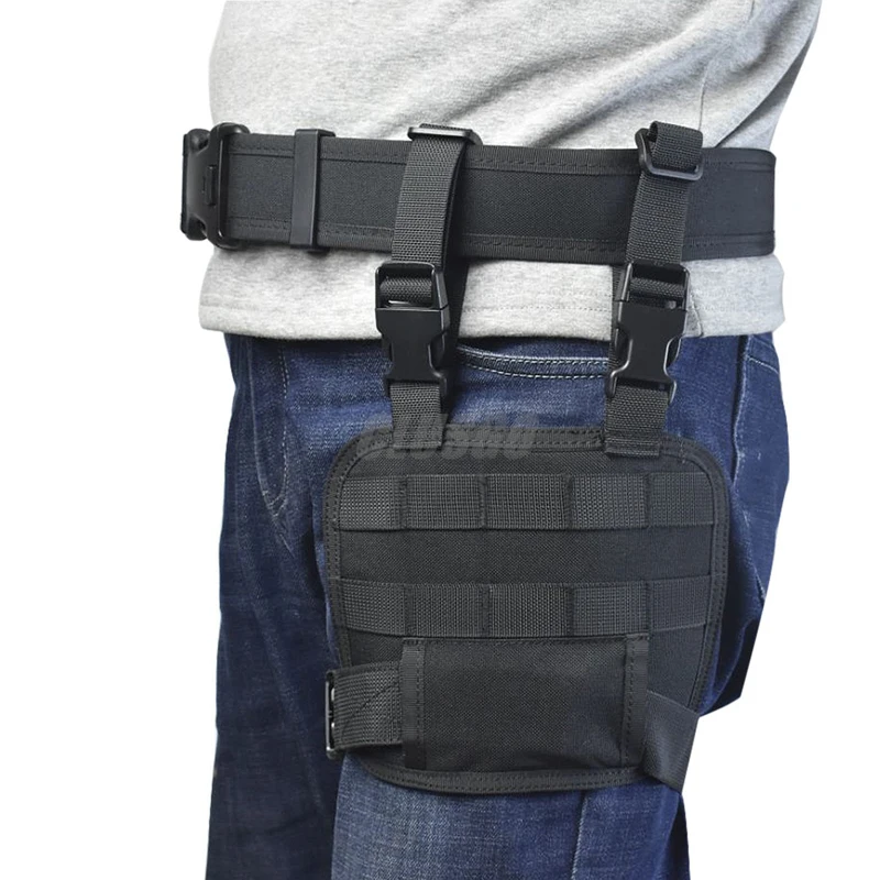 Plataforma de pierna caída táctica de nailon, Panel de aparejo de muslo Molle, adaptador de plataforma de muslo de pierna caída para caza al aire libre con hebilla de liberación rápida - imagen 3