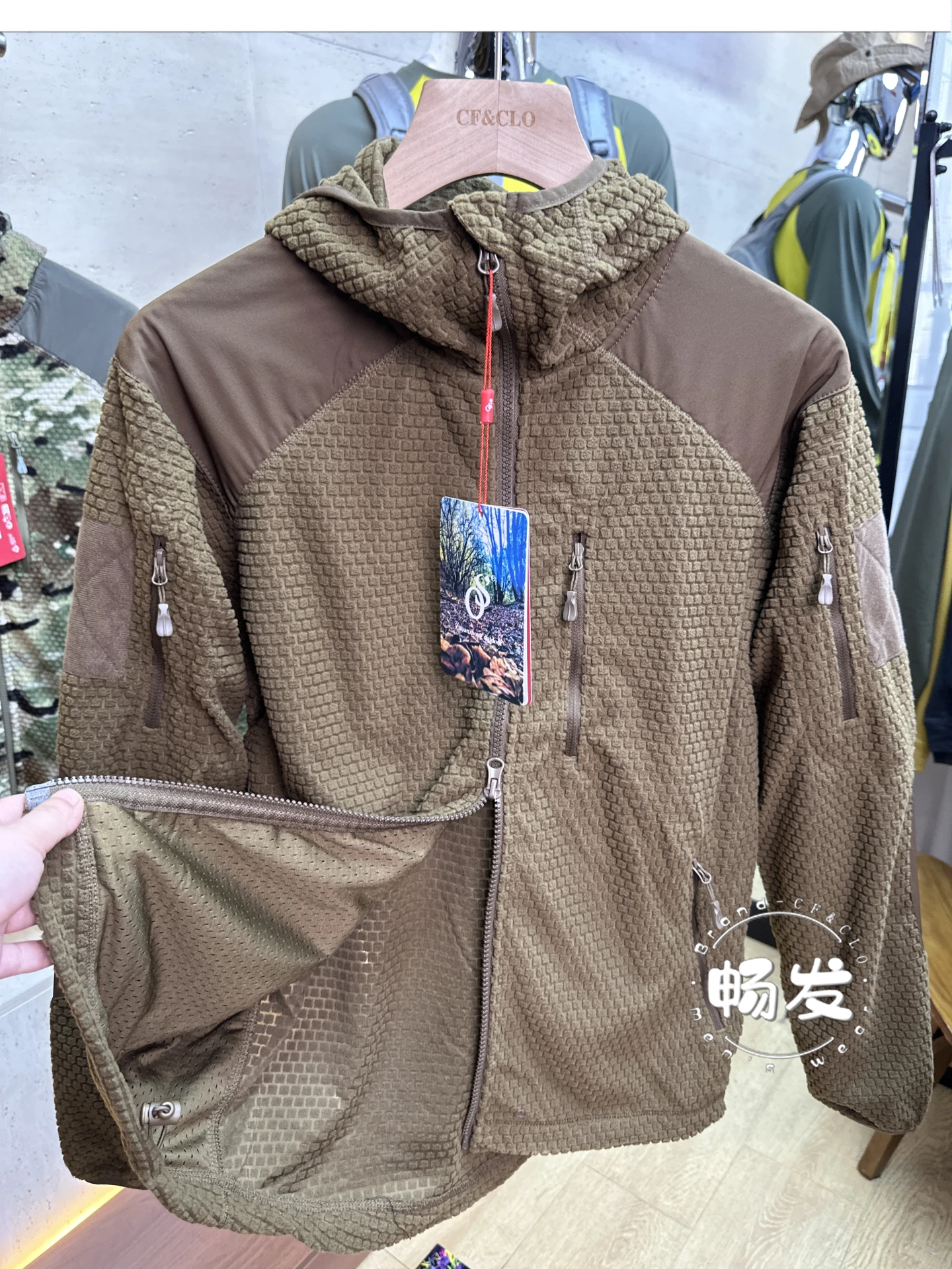 Sudadera con capucha táctica de terciopelo cálido con partículas de panal para otoño/invierno, funcional, ligera, cálida, con capa media - imagen 5