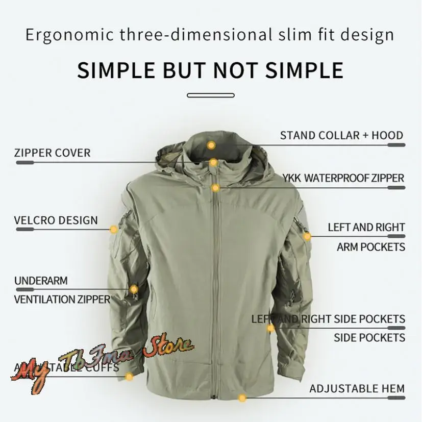 Navy Seals estilo táctico PCU L5 chaqueta de concha suave ropa de carga de nailon uniforme de combate abrigo superior cortavientos impermeable a prueba de viento - imagen 5