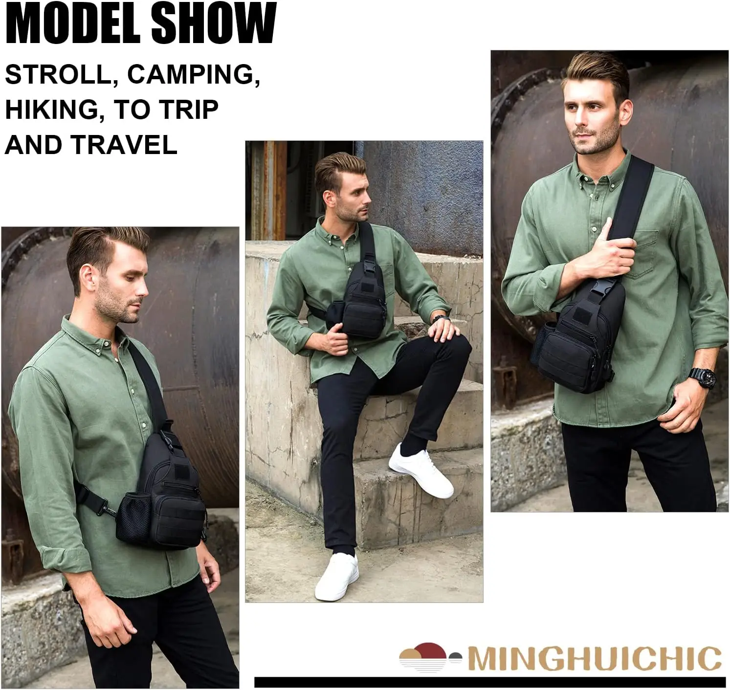 Bolsa bandolera para deportes al aire libre, mochila cruzada Molle para motocicleta, mochila de hombro para senderismo, Camping, viajes y caza - imagen 2