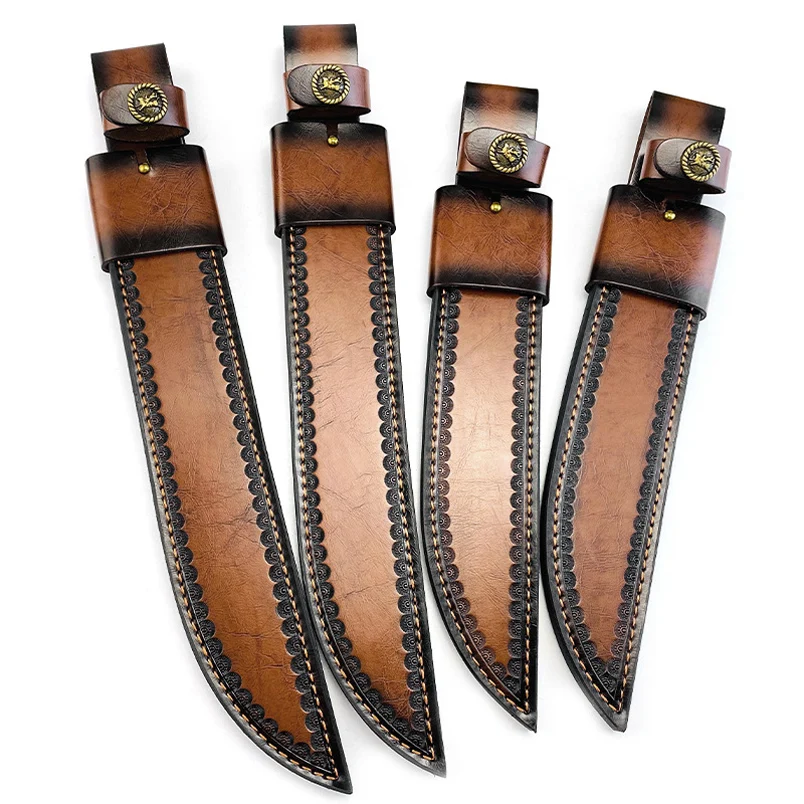 2 tamaños de longitud completa 397MM 337MM Material de cuero de vaca Real funda de cuchillo recto grande funda de hoja fija - imagen 2