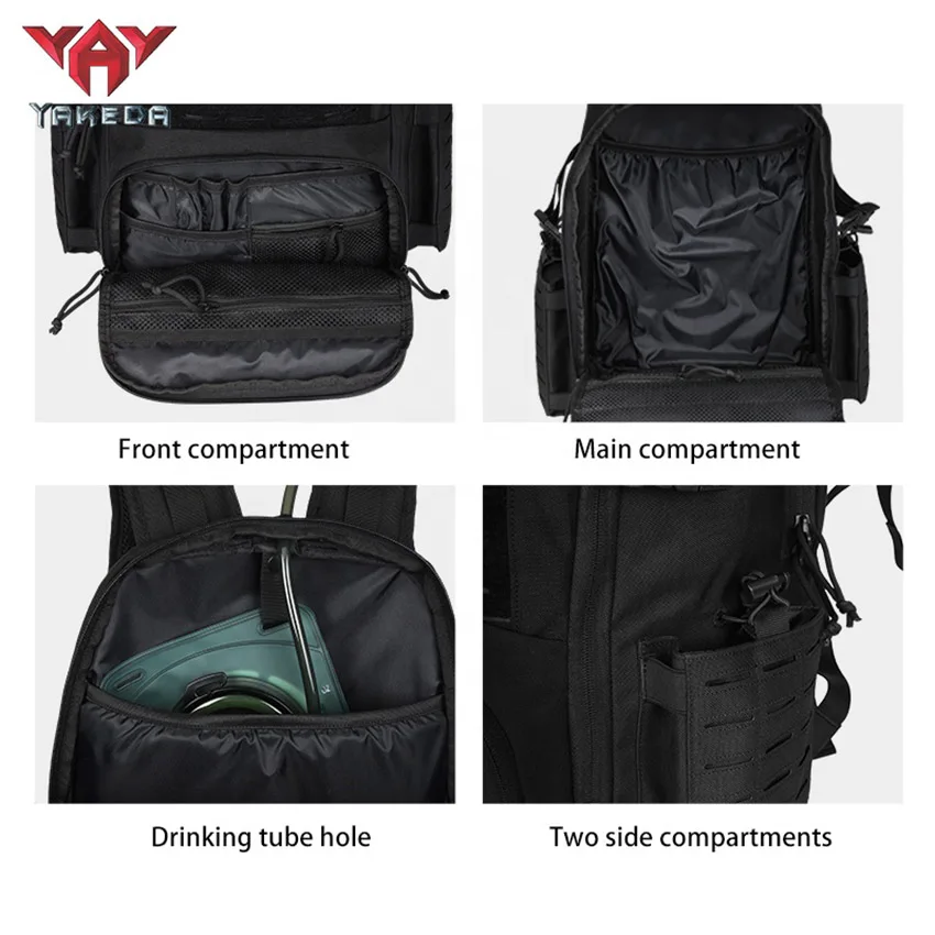 Yakeda-mochila táctica de nailon para exteriores, morral MOLLE Multi de 50L, 1000D, resistente al agua, antifricción, para senderismo, Camping y viajes - imagen 5