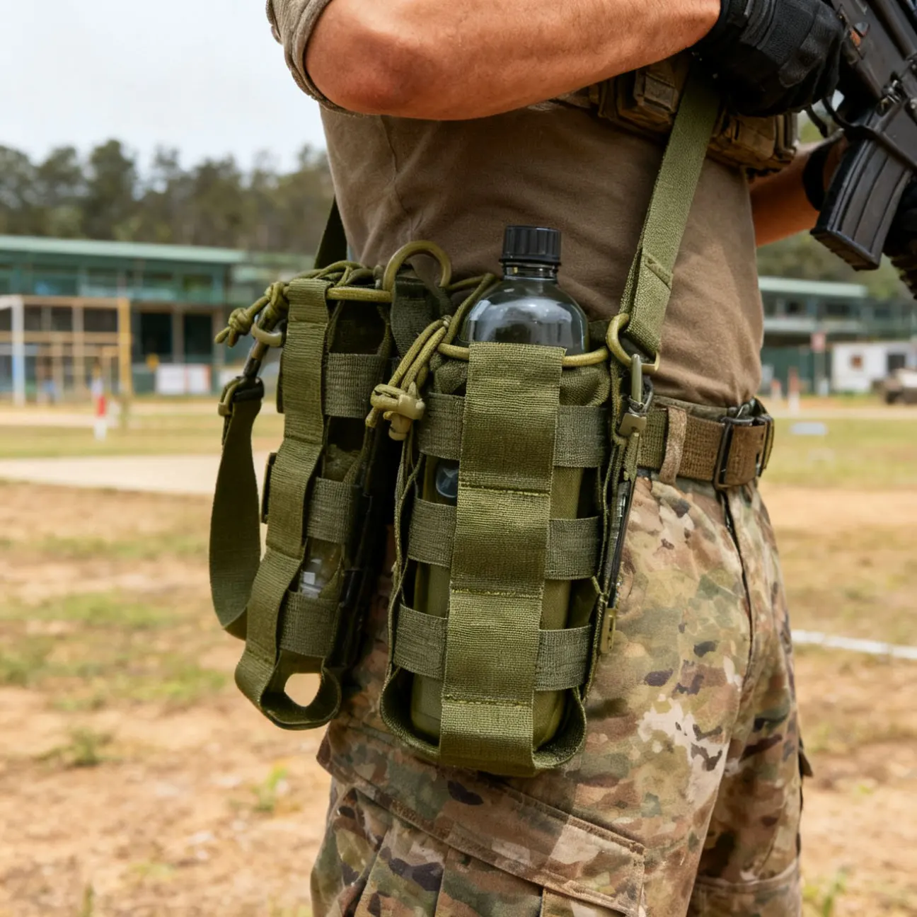JSJN-bolsa táctica Molle para botella de agua, bolsa con soporte para cinturón, para viajes al aire libre, Camping, senderismo, caza, soporte para botella de agua y hervidor - imagen 2