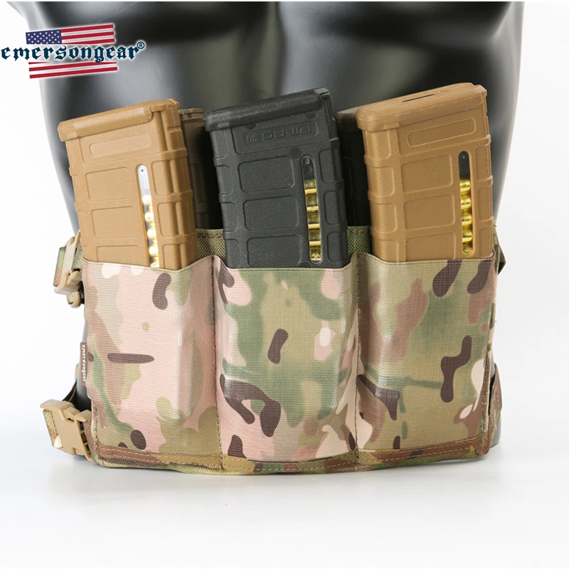Emersongear M4 soporte para revistas táctico Airsoft caza de alta velocidad seis paquetes 556 223 cintura Mag bolsa bolsa de goma elástica Triple