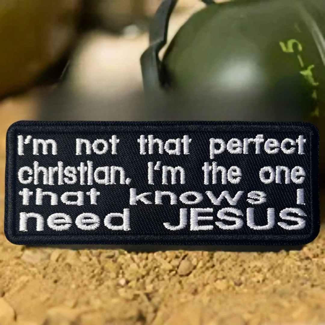 Parche táctico de moral de versículo bíblico "I Need JESUS", brazalete militar, parches de gancho y bucle bordados para ropa, pegatina para mochila