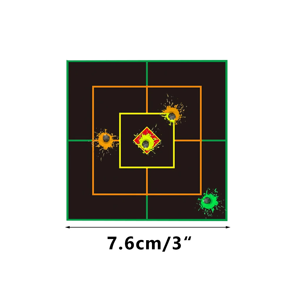 100/200 Uds. Alvos de papel de impacto amarillo fluorescente de 3 pulgadas pegatinas autoadhesivas para objetivos de tiro con salpicaduras - imagen 4
