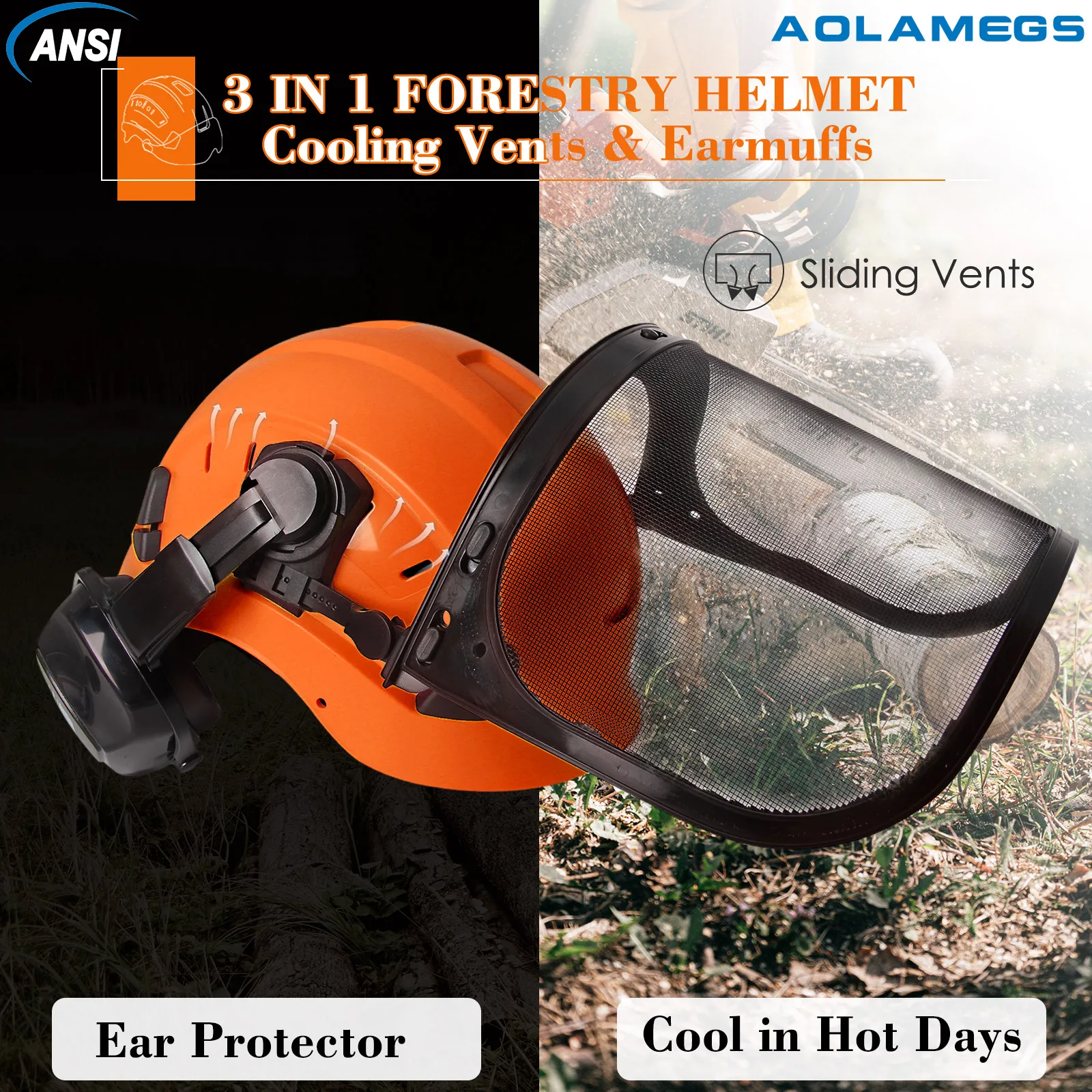 Casco de seguridad forestal Industrial, visera, orejeras, motosierra, arborist, sombrero duro, gafas CE ABS, trabajo de construcción, tapa dura - imagen 3