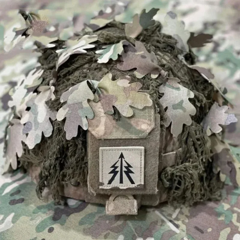 Ropa de camuflaje táctico ghillie de 15 piezas, material de juegos de campo de batalla, tiras de camuflaje de doble cara DIY - imagen 2