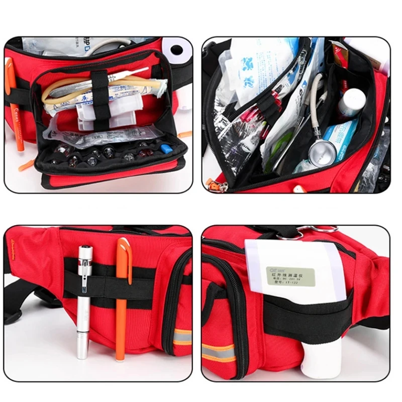 Riñonera de rescate vacía, bolsa de primeros auxilios para acampar, viajes, almacenamiento médico, organizador médico, supervivencia de emergencia al aire libre, correr - imagen 2