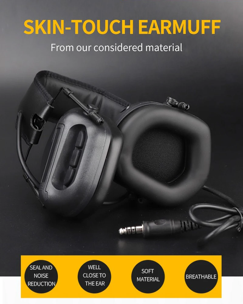 Auriculares militares tácticos sin sonido, versión de reducción de ruido, uso de cabeza, auriculares de tiro Airsoft para caza - imagen 3