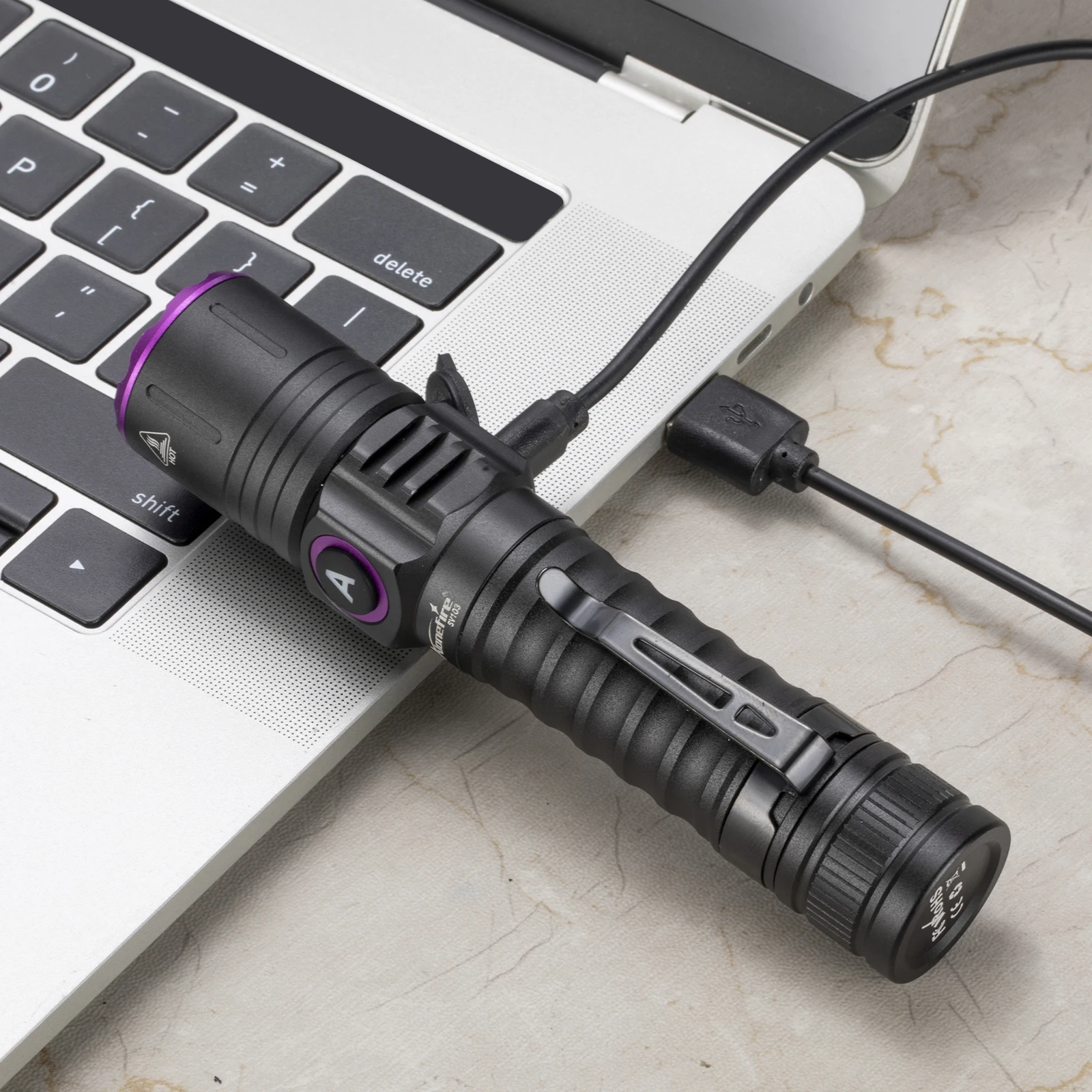 Linterna UV táctica 15W recargable USB doble longitud de onda - imagen 5