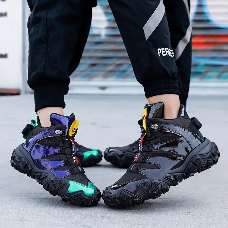 MODE FULL Zapatos de senderismo al aire libre, zapatos de trekking para hombre, botas de cuero coloridas de alta calidad para otoño e invierno, zapatillas impermeables para mujer - imagen 4