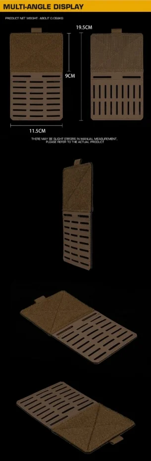 Detalle del sistema MOLLE en ambas caras de la placa
