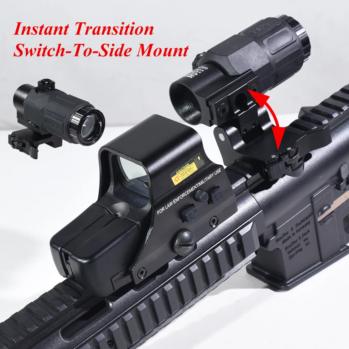 HD551 rojo verde reflejo holográfico punto vista 558 + g43 3x lupas plegable lateral Flip G45 5x lupas Riflescope táctico Combo - imagen 2