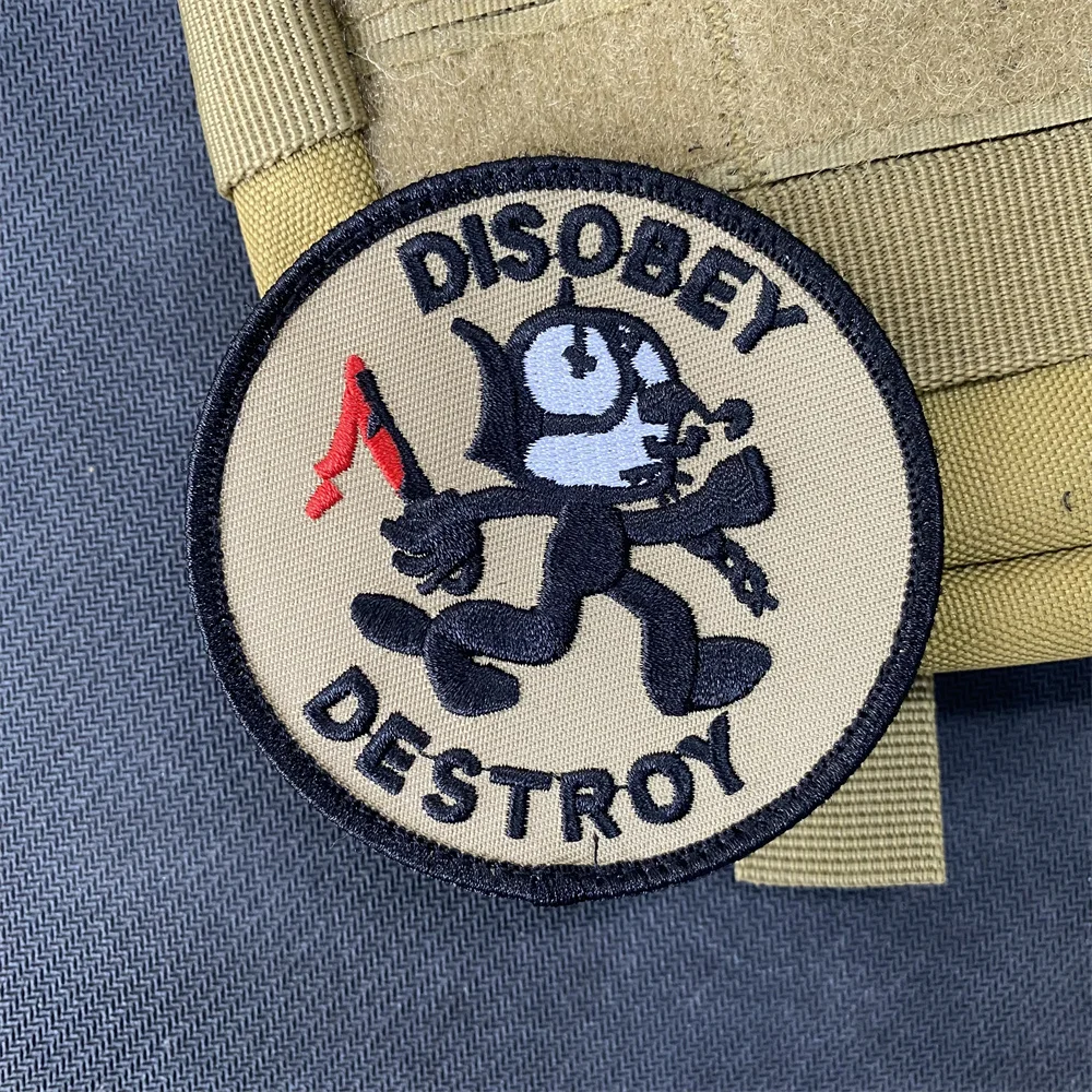 Tomcat Felix Cat Disobey Destroy parche táctico moral bordado permite comer basura y consiguiendo por un parche de ratón de coche en ropa - imagen 4