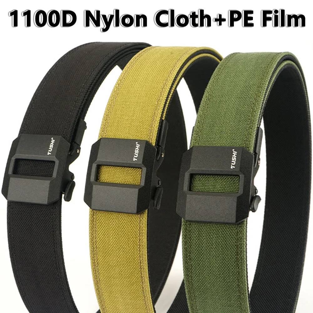 Cinturón táctico duro para hombre, hebilla automática de Metal, cinturón de pistola IPSC, cinturón militar de nailon 1100D, faja para deportes al aire libre para hombre - imagen 2