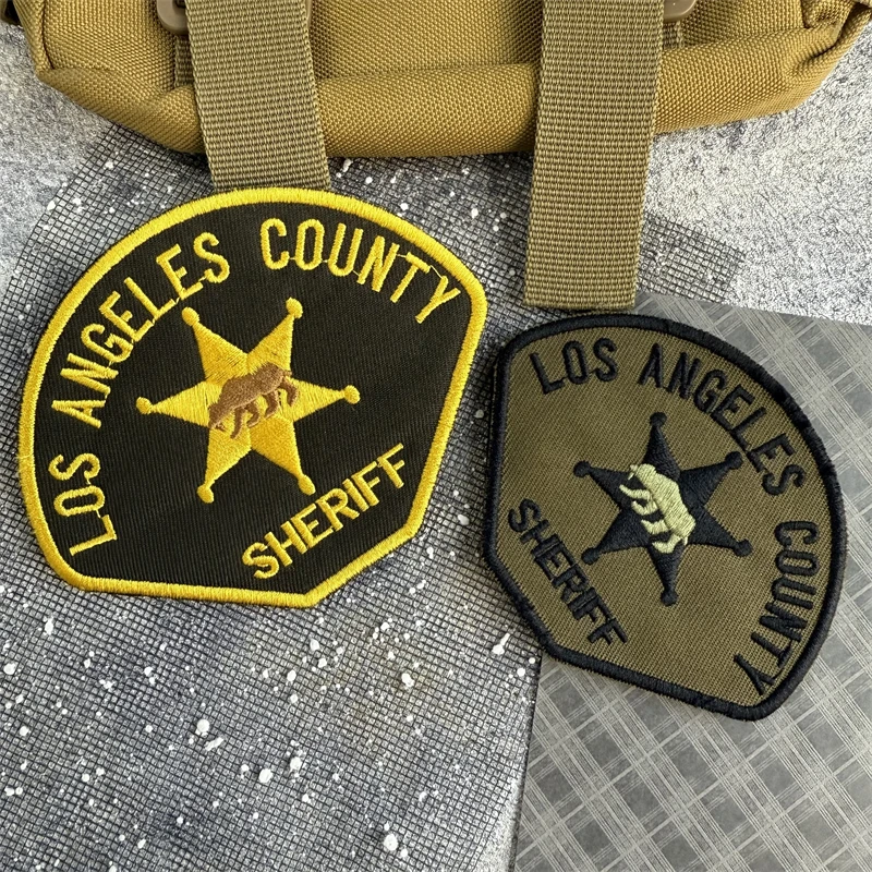 Parche de insignia de moral del condado de Los Ángeles, brazalete bordado militar táctico de Sheriff, parche de gancho y bucle, pegatina para mochila de ropa - imagen 5