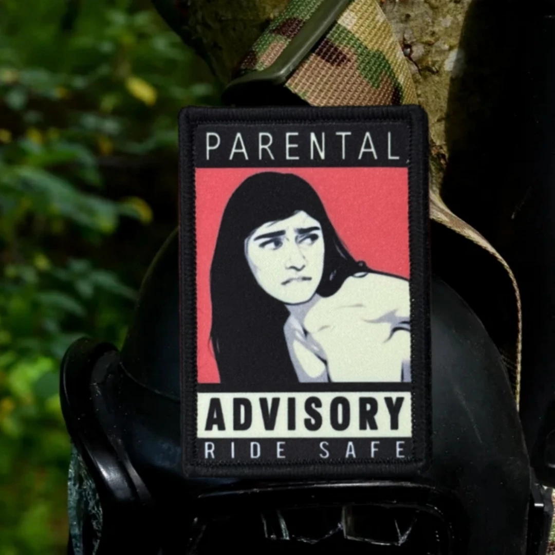 Parche táctico de moral de belleza Sexy "Parental Advisory Ride Safe", parches impresos con gancho para ropa, pegatina para mochila militar - imagen 4