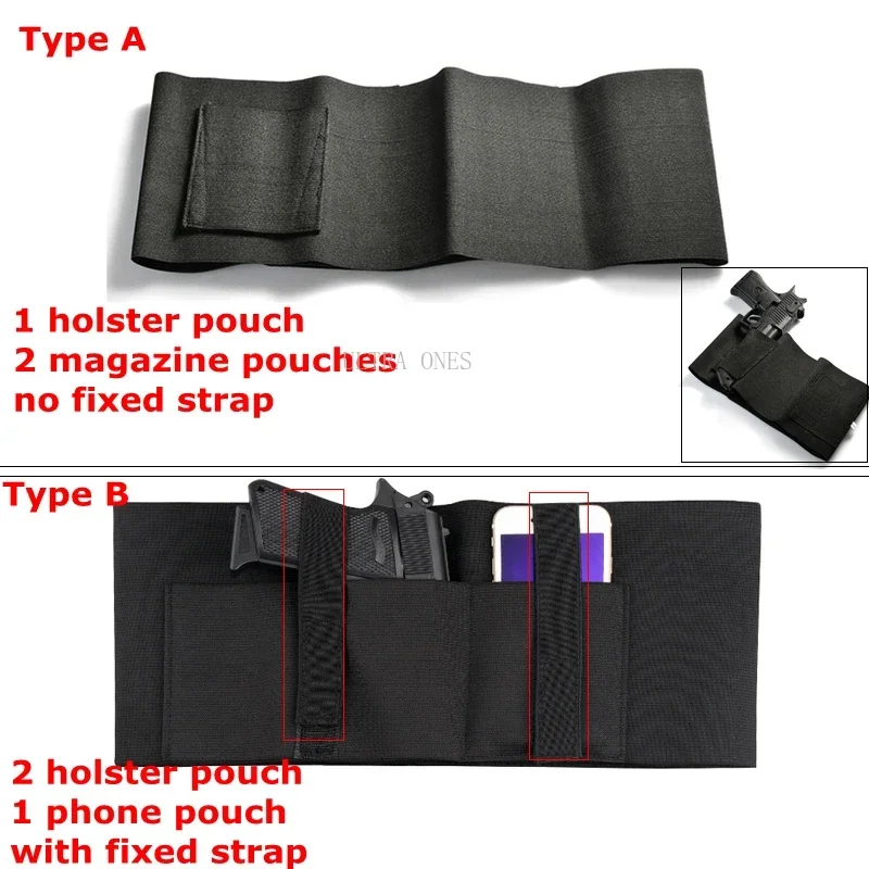 Funda táctica para pistola de vientre, banda de cintura de transporte oculta, soporte para pistola, bolsa para revistas, cinturón de mano derecha e izquierda, fundas para Glock - imagen 2