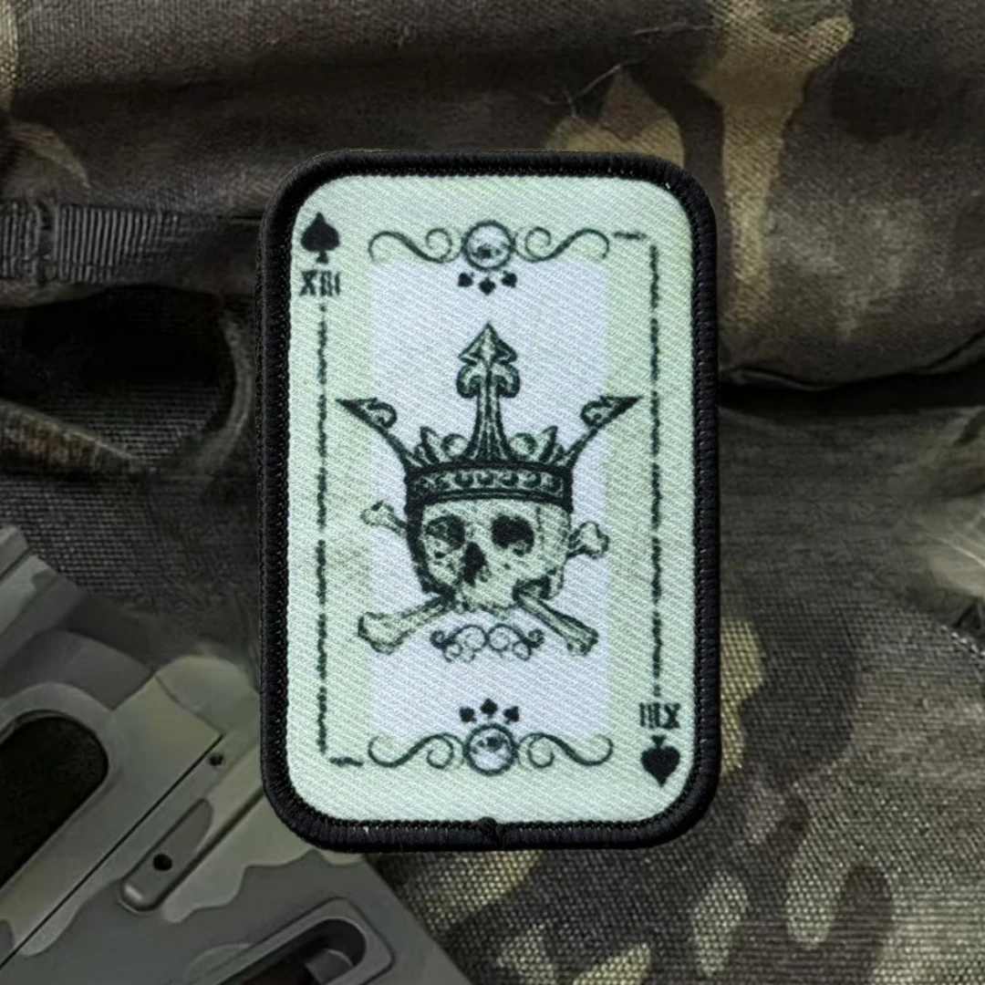 Ace Spades Death Card Funny Patch Printed Morale Badge Tactical Armband Military HookLoop Patches for Clothing Backpack Stickers - imagen 4