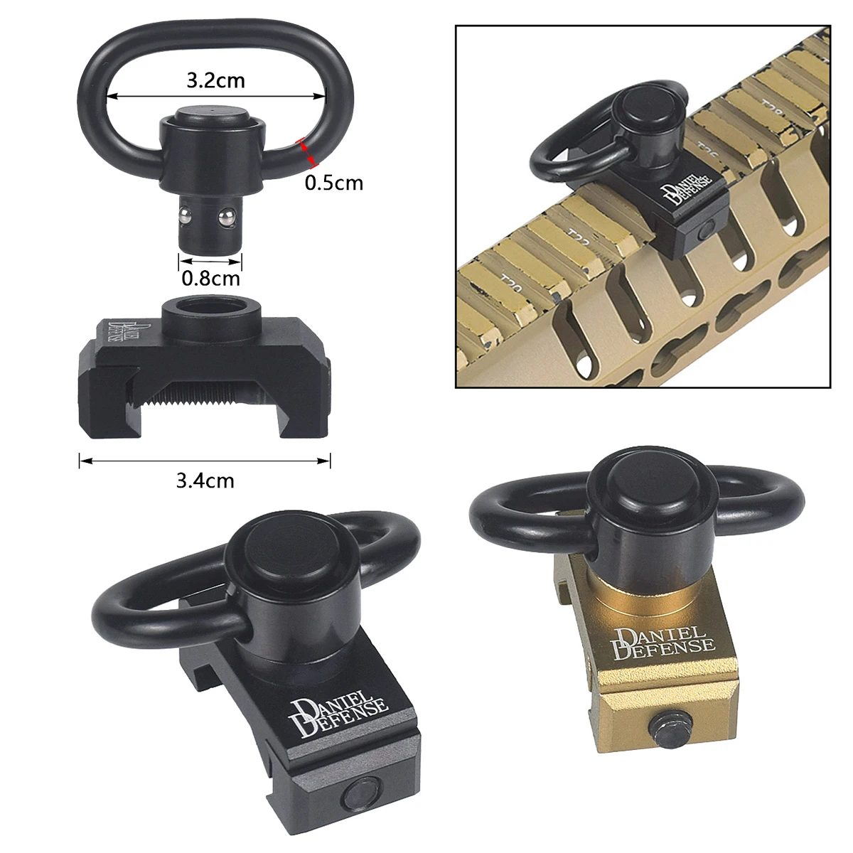 Hebilla táctica RSA GBB QD, eslinga giratoria, adaptador de montaje de alcance Mlok, riel Pictinny, accesorios para Rifle Airsoft de caza - imagen 4