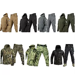 Ropa de caza de camuflaje, trajes tácticos, chaqueta Softshell para deportes al aire libre, hombres, senderismo, Camping, sudaderas impermeables a prueba de viento, abrigos