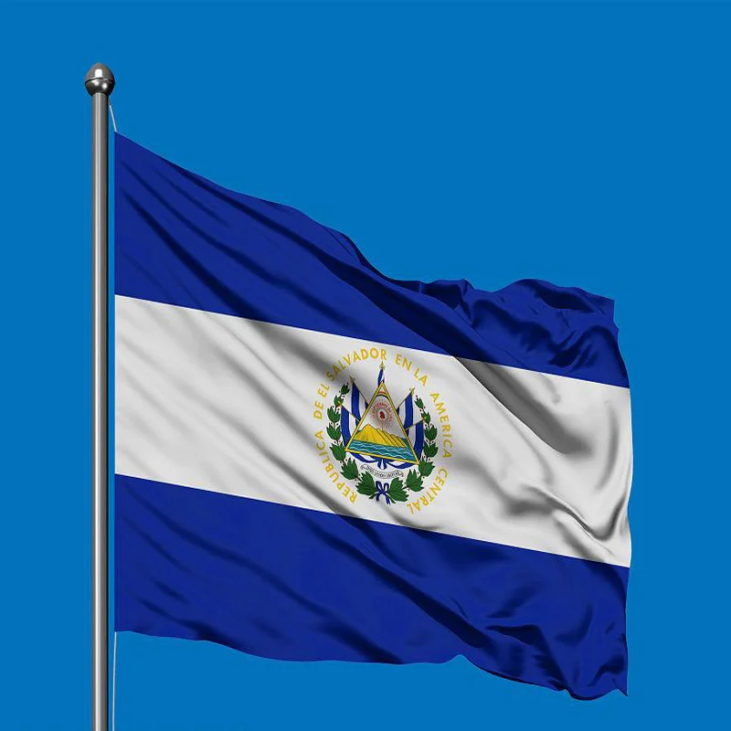 5 unids/lote bandera nacional de El Salvador 90x150cm bandera de El Salvador bandera nacional de la República de El Salvador al por mayor
