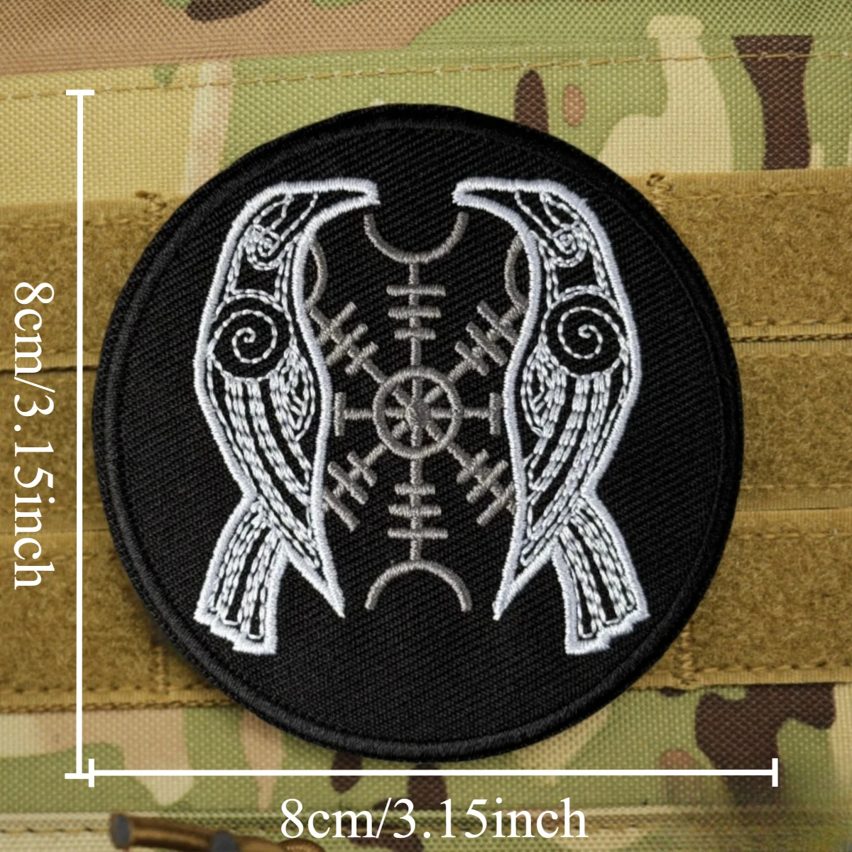 Parche táctico bordado Hugin y Munin cuervos gancho-bucle mochila - imagen 3