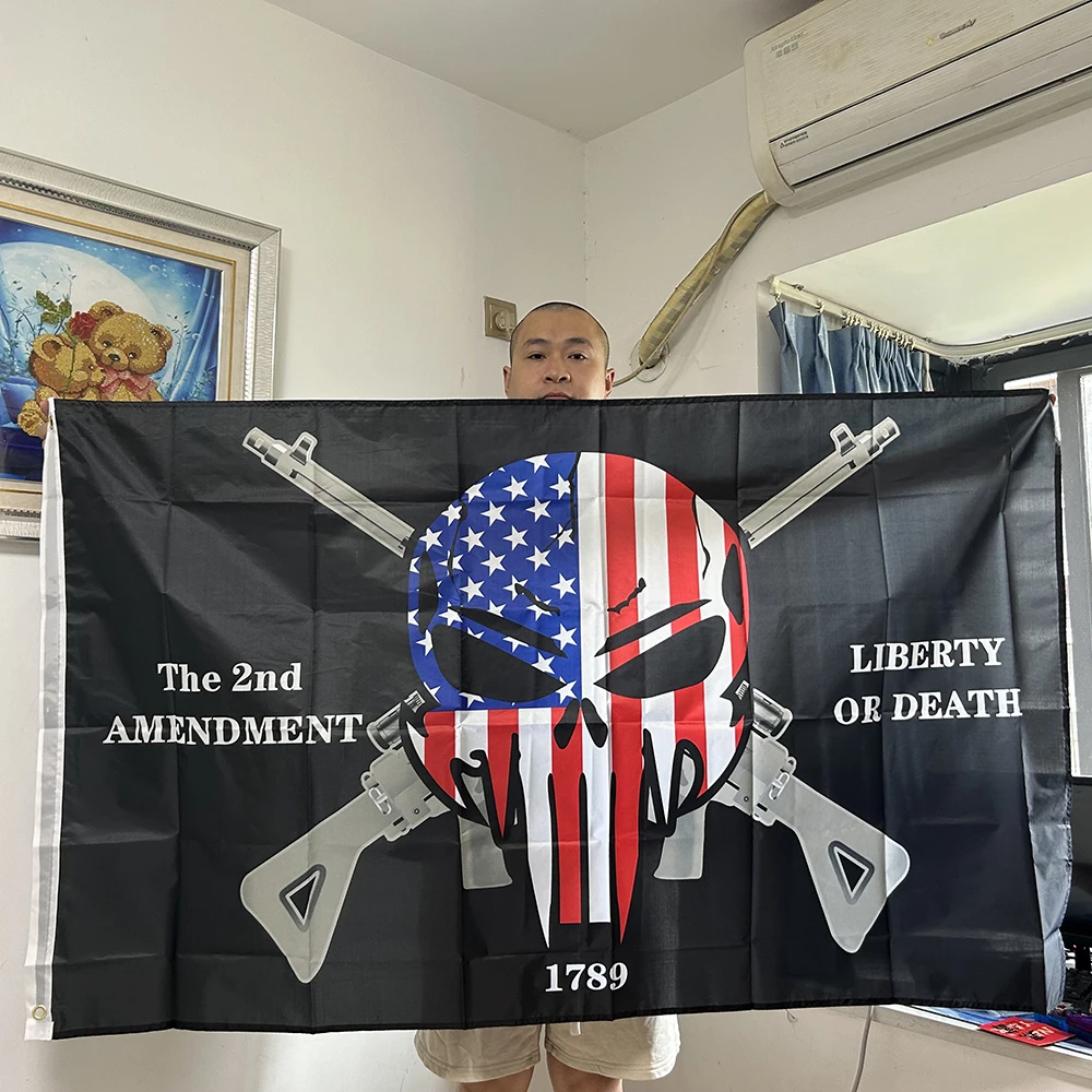 Bandera de la SKY, bandera de la segunda enmienda, 90x150cm, segunda enmienda, no marcen en mí, bandera de la libertad de la pistola o la muerte, bandera de calavera para decoración