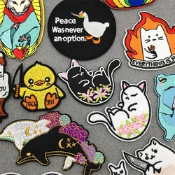 Parche termoadhesivo bordado gato de dibujos animados para planchar