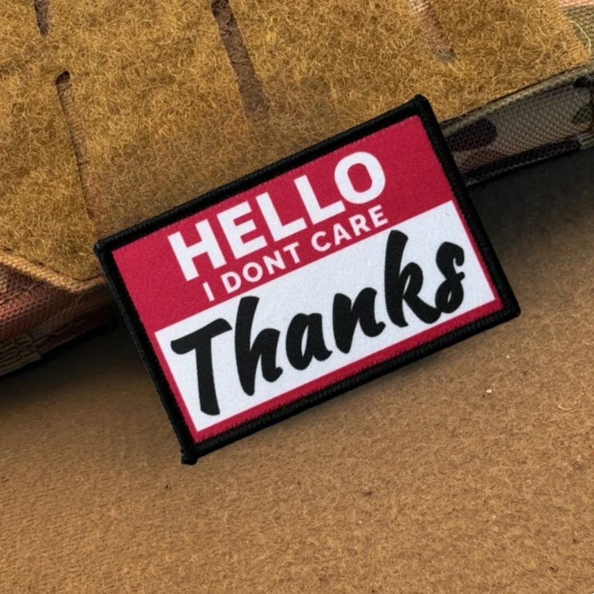 Parche "Hola que no importa gracias", insignia de moral táctica, emblema del ejército militar, pegatina para mochila, parches impresos con gancho para ropa