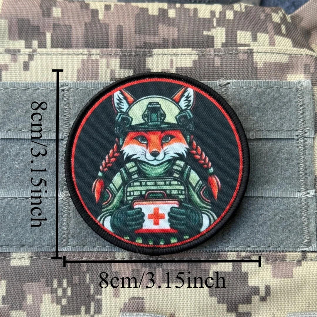 Parche táctico de insignia de moral de lobo y zorro médico, apliques personalizados tácticos militares, gancho impreso, pegatinas para mochila y ropa - imagen 5