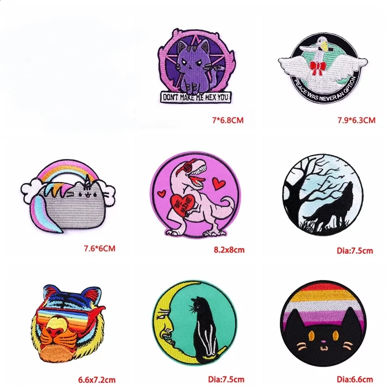 10 unids/lote de parches bordados de viñetas de animales, parches para planchar DIY para ropa, parche para gato, perro, zorro, chaquetas, pegatinas para coser/planchar - imagen 3