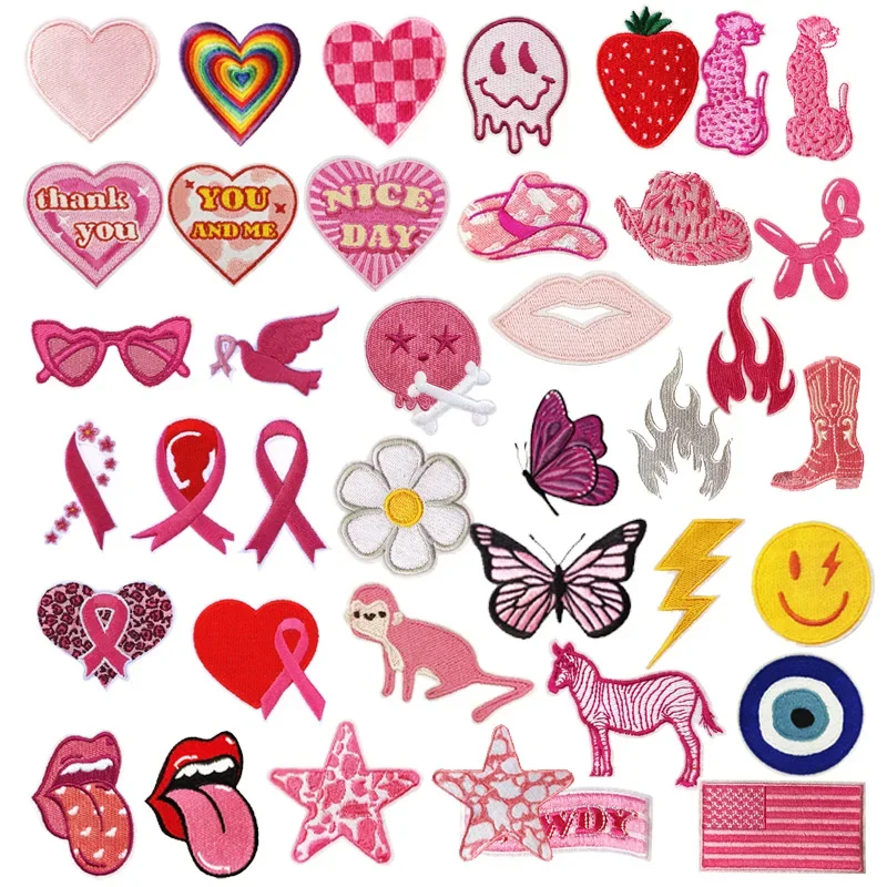 Parche para planchar, tela bordada, nuevo producto, pegatina bonita de dibujos animados para ordenador, cinta de corazón, lazo hueco, accesorios de ropa - imagen 2