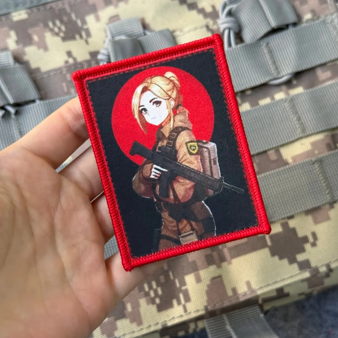 Parches impresos con insignia de moral de pistola "rubio con automático" para ropa, apliques militares tácticos, pegatinas para mochila con gancho y bucle - imagen 3