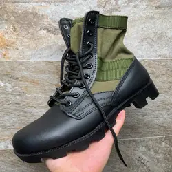 Botas de combate de cuero para el desierto, botines tácticos transpirables para exteriores, verano, 2024