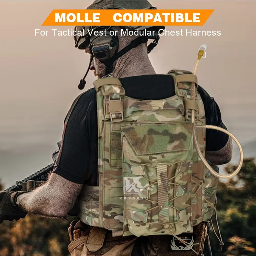 KRYDEX-bolsa táctica para vejiga de agua, 50oz, Modular, 1,5 l, portador de hidratación, paquete MOLLE, bolsa de agua para caza al aire libre, Panel para senderismo - imagen 3