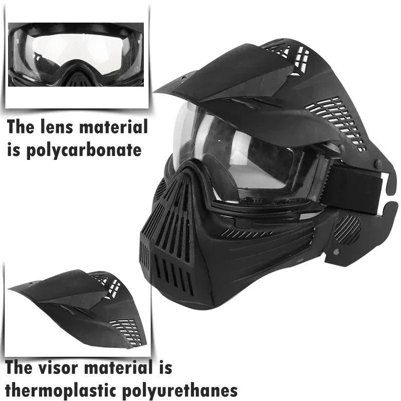 Máscara táctica con lente para Airsoft, mascarilla transpirable de cara completa para exteriores, accesorios de Paintball CS, máscaras de protección para caza - imagen 5