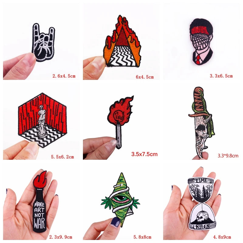 Parche bordado de calavera para ropa, pegatinas de costura de películas de terror, Punk, 10 piezas, venta al por mayor - imagen 5