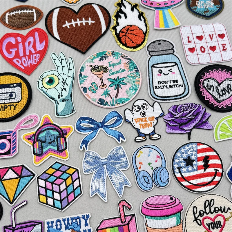 Auriculares de dibujos animados/parche bordado Rugby, parche para bebidas y café, parches para planchar para ropa, sombreros, mochila, costura DIY - imagen 2